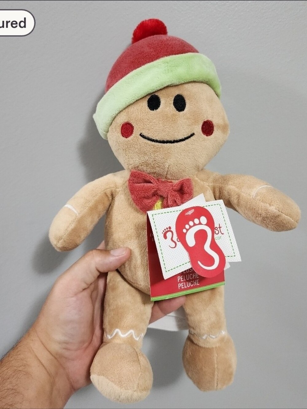 Baby First Christmas Gingerbread Man Plush with Santa Hat Baby Safe New